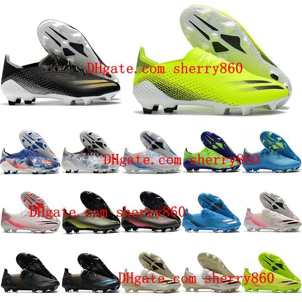 

2021 quality mens soccer shoes x ghosted .1 fg ag cleats outdoor football boots scarpe, White;red