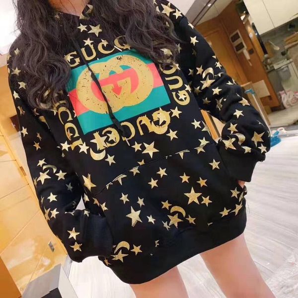 

web celebrity hoodie hoodie female korean version of the star gilt instagram loose large autumn coat, Black