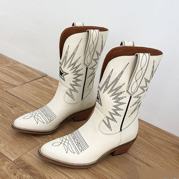 

agodor западная boots женщины осень зима скольжение на сплошной цвет boots заостренный toe cowboy cowgirl мотоцикла для женщины, Black