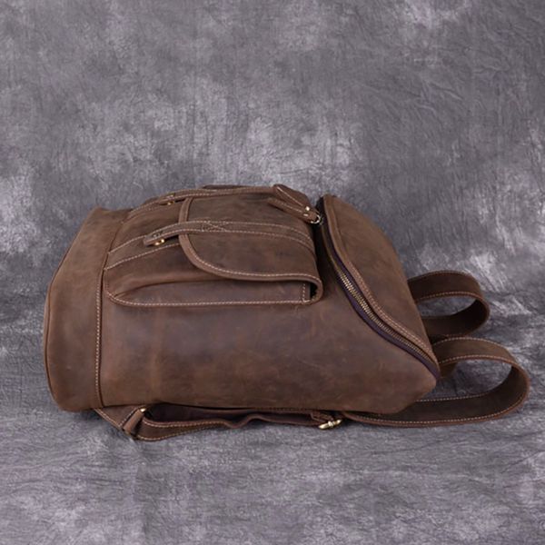 Bolsa de ombro em couro Hbp Aetoo 2022, bolsa masculina vintage em couro Mad Horse, mochila casual em couro feita à mão para estudantes universitários