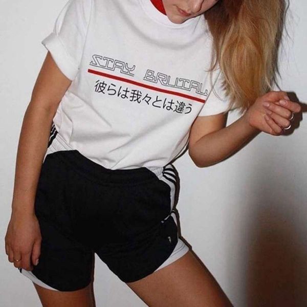 

style 20 summer fire ins super red pleated high collar japanese slogan versatile loose white short sleeve t-shirt for women, Black;gray