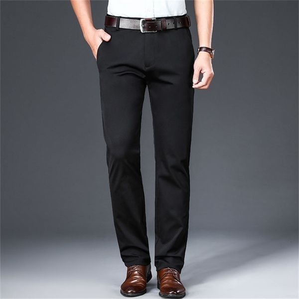 

men's new four seasons high waist straight casual pants cotton business middle-aged and young trousers 201109, Black