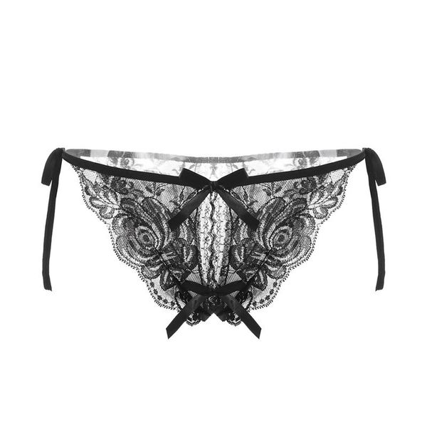 

transparent open t-shirt low waist t-pants lace up women's underwear panties, Black;pink
