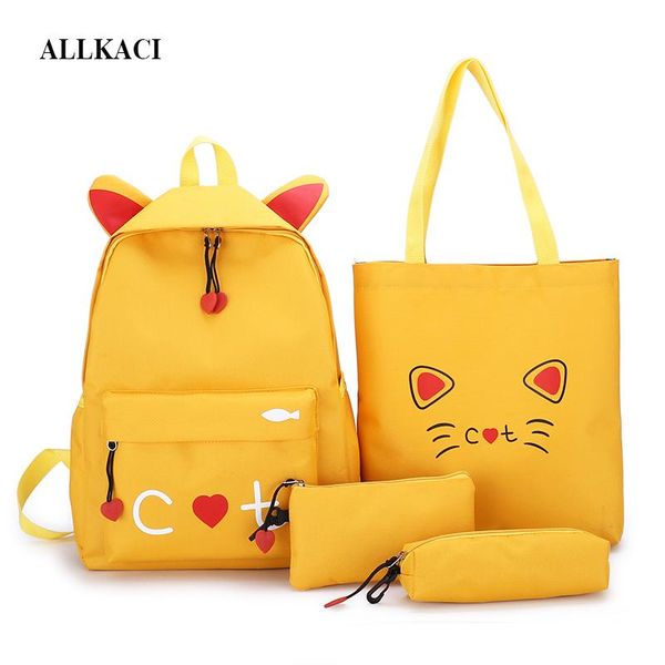 

4шт / set щитовых женщин рюкзака установить холст cu c pattern школа сумка для девушки лоскутной рюкзак женского мешка плеча 5051