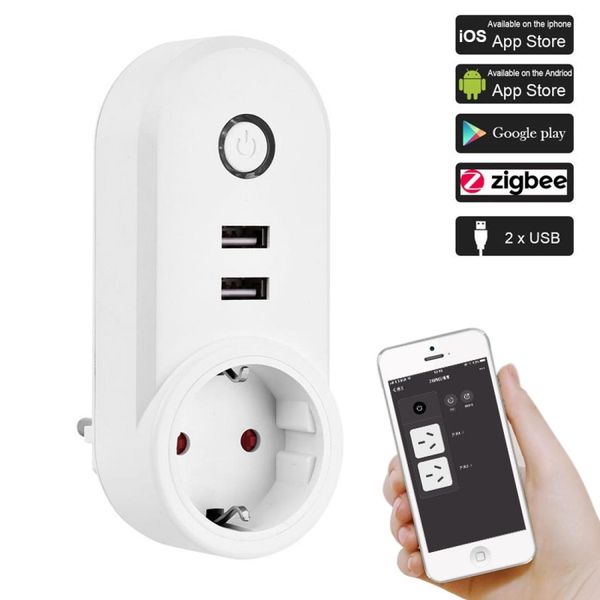 

zigbee 30 dual usb smart socket switch eu plug