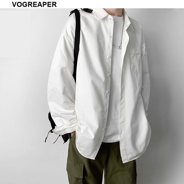 

autumn new fashion oversize casual button down men's shirt 100% cotton long sleeve solid colors white pink shirts 4xl 5xl1, White;black