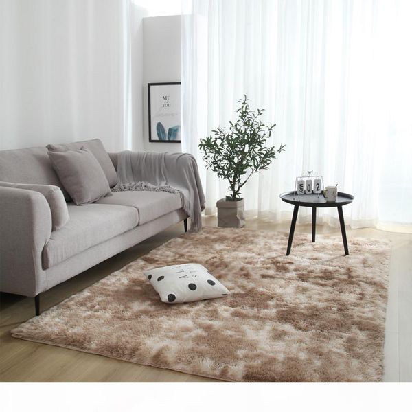 

long hair tie dyeing carpet bay window bedside mat ultra soft area rugs shaggy washable blanket gradient color living room rug