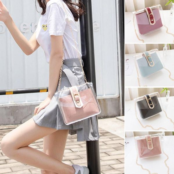 

lady transparent jelly pack candy-colored shoulder-slung mobile phone package new