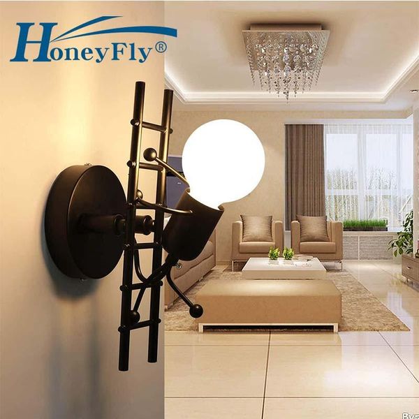 

wall lamp honeyfly humanoid led iron e27 indoor light modern sconce art decor base for bedroom children room