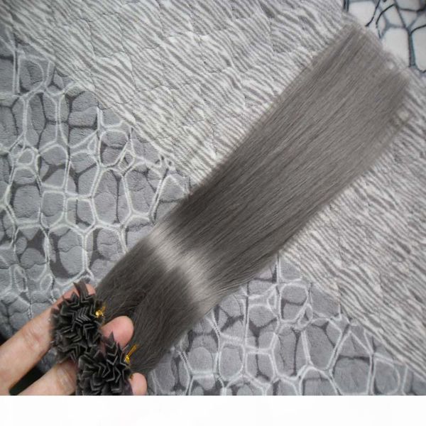 

7a v-tip hair extensions fusion 100g straight brazilian tip hair extensions grey 100pcs keratin tip hair extensions 1g s