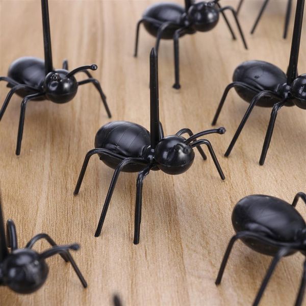 

муравьи picks пластиковые фуд-форкс многоразовые ant 24pcs десерт закуска черный фруктовый торт для закуска зубочистки jllvao mx_home