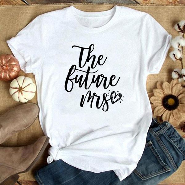 

the future mrs letter print t-shirt summer fashion women shirt short sleeve tee bride harajuku future mom shirt gift, White