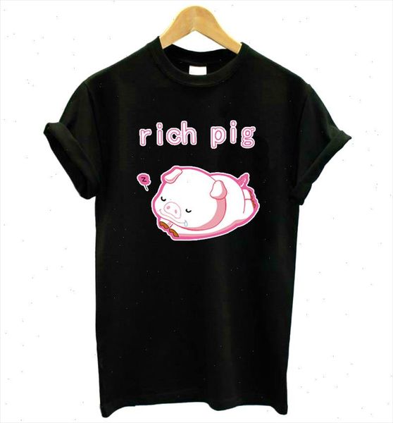 

rich pig pink print women tshirt cotton casual funny t shirt lady yong girl tee better quality drop ship kt 31, White