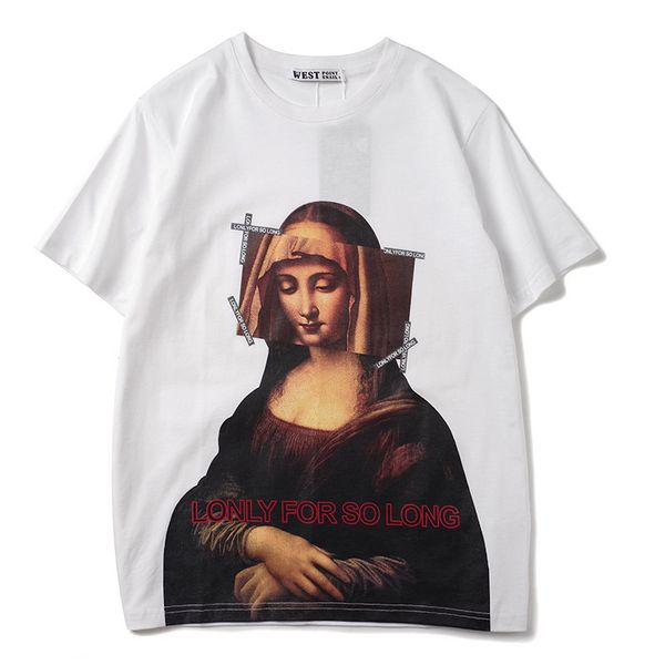 

new male luxury 2021 maria mona lisa hip shirt skateboard parkour street cotton t-shirts n158 d02d, White;black
