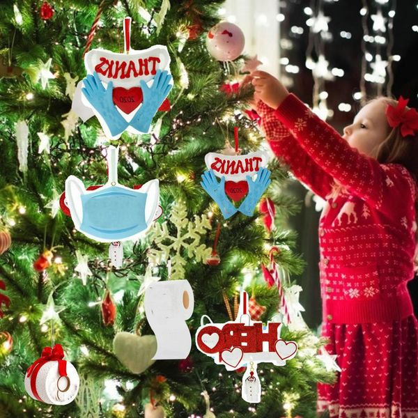 

new2020 quarantine ornament family party gift christmas pendant & drop ornaments santa claus pandemic -social distancing
