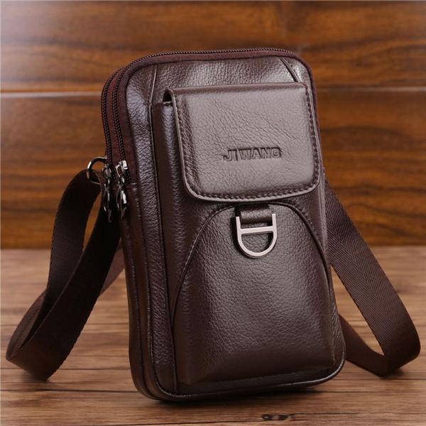 

mens crossbody fanny waist bag genuine leather fashion cell mobile phone case messenger shoulder bag men belt hook pack