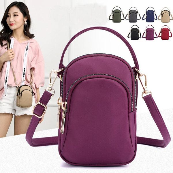 

women's mini shoulder bag fashion handbag messenger vintage lightweight nylon purse solid zipper waterproof flap crossbody bag