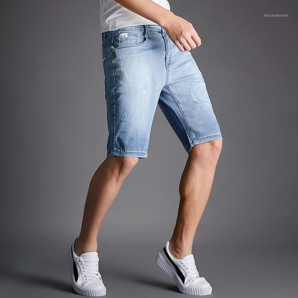 

blue mens jeans knee length casual streetwear solid men jeans pants slim moustache effect men skinny cotton