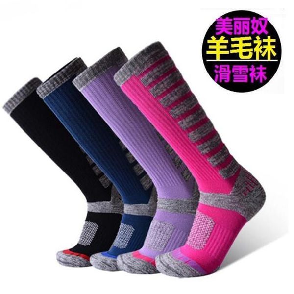 

sports socks 2 pairs/lot r-bao skiing rb3330 merino wool men women warm outdoor hiking1, Black
