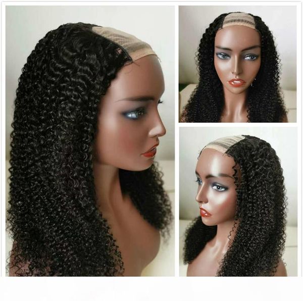 

u part human hair wig afro kinky curly peruvian remy glueless wigs for black women 150% density long braided lace front wig natural hairline, Black;brown