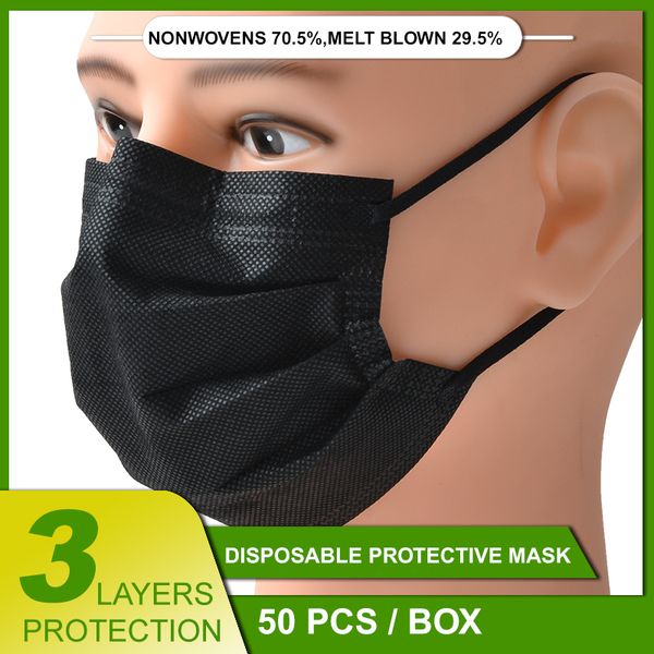 

черные маски гражданских маскирования 3ply одноразовое лицо