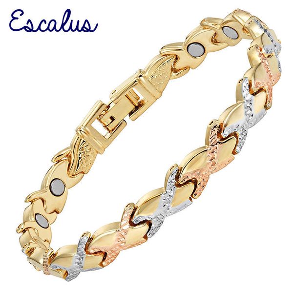 

escalus cross party ladies jewelry magnetic bracelet for women female magnet gold color link chain charm bracelets wristband 200925, Black