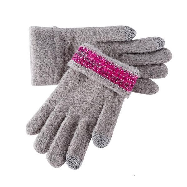 

women' cashmere knitted winter gloves cashmere knitted women autumn winter warm thick gloves touch screen skiing, Blue;gray