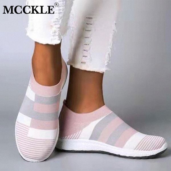 

mcckle women's casual vulcanized shoes woman sock sneakers 2020 women knitted flat shoes ladies slip on female loafers summer #do3g