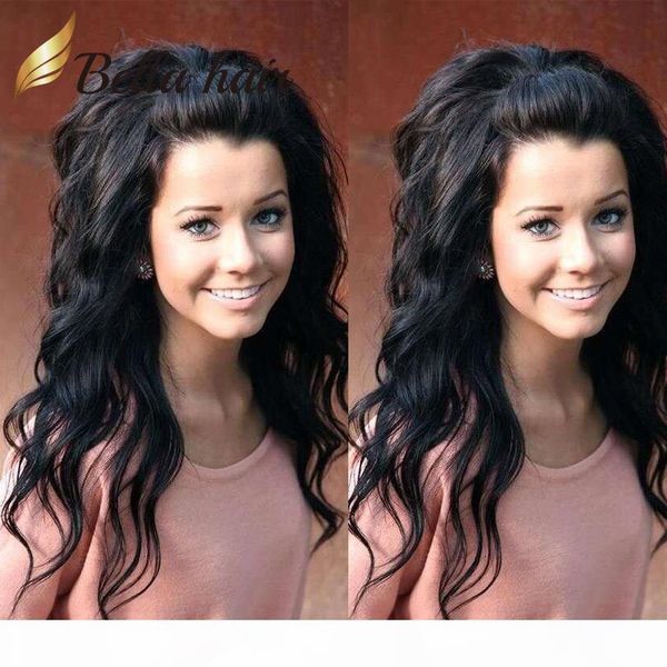 

natural body wave full lace wigs front lace wigs 360 natural color long wavy human hair with natural hairline bella hair, Black;brown