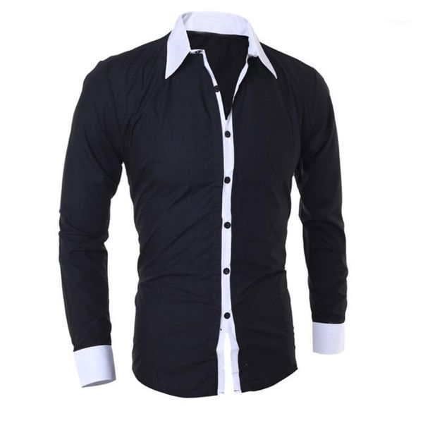 

fashion personality men's boy casual slim long-sleeved shirt blouse1, White;black
