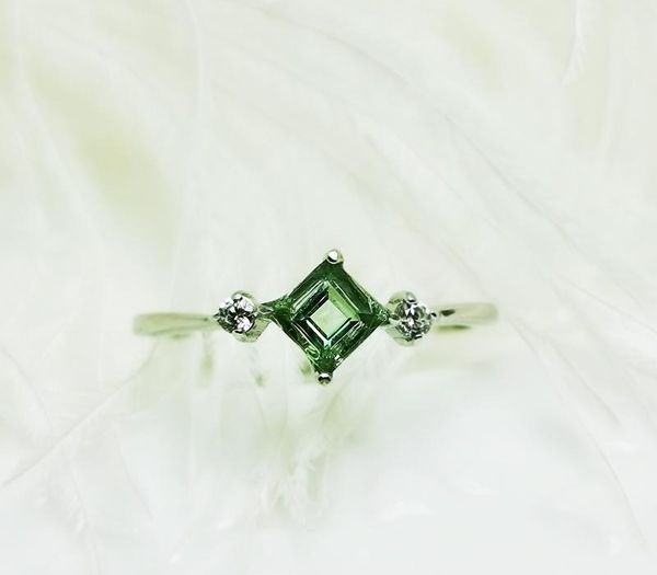 

princess tourmaline ring 925 silver gold-plated zircon 10.5*6*3.511, Golden;silver