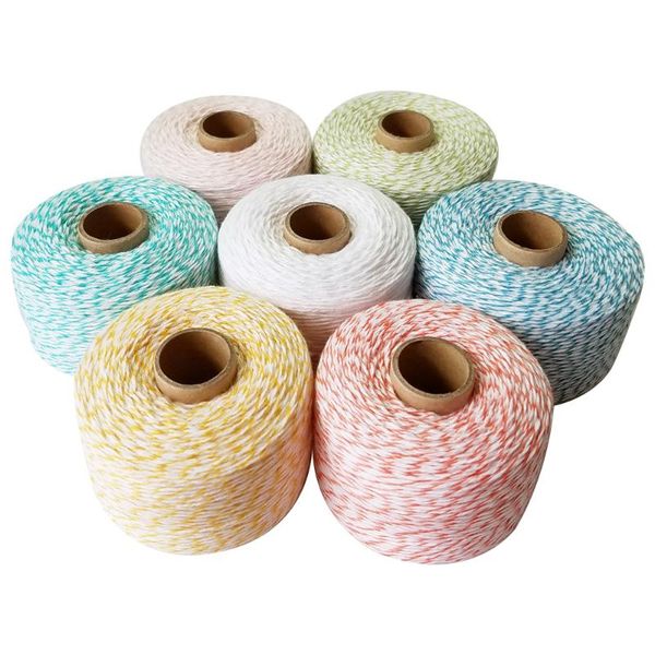 

colourful 200m/roll 100% cotton cords bakers twine thin rope string thread for decoration gift pack diy, Black;white