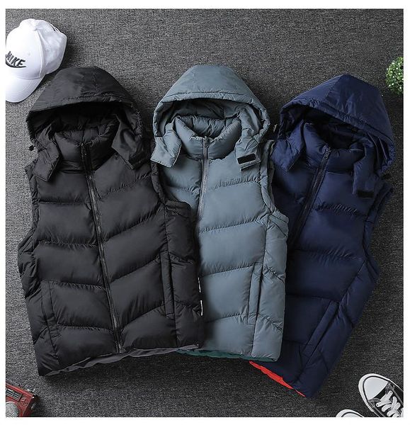 

2020 мужских рукава двусторонний жилет жакеты зимней мода мужской cotton-padded vest пальто мужчины стенд воротник теплых жилеты одежда 3022, Black;white