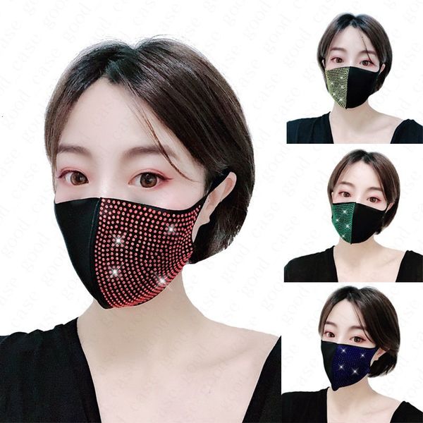 

bling reusable mask fashion diamond washable pm2.5 shield sun drill shiny face cover mouth masks anti-dust mouth-muffle d6816nes