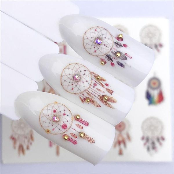 

ywk 1 pc flower / dream chaser designs water transfer sticker nail art decals diy fashion wraps tips manicure tools, Black