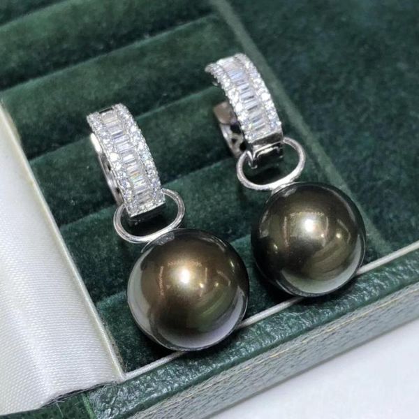 

d327 pearl necklaces fine jewelry 925 sterling silver natural 9-10mm fresh water black pearls female's earrings for women