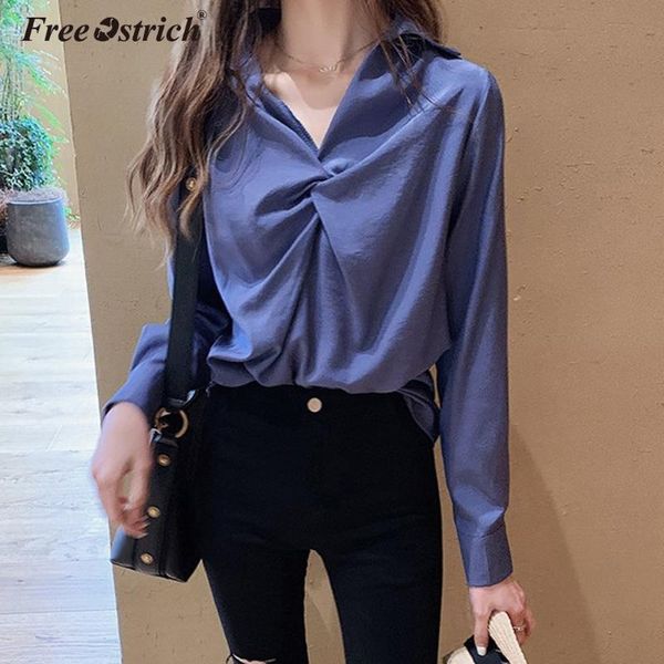 

ostrich womens and blouses plus size long sleeve turn down collar female tunic autumn shirts casual blusas n30, White