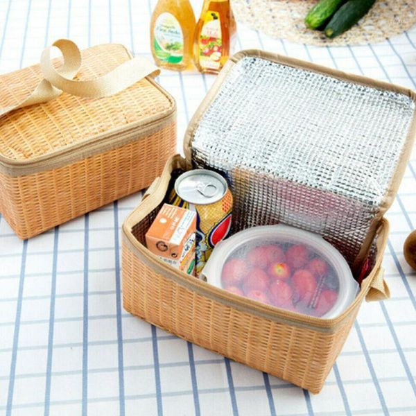 

bag organizer insulated lunch cooler rattan travel work women men large bags /by1, Blue;pink