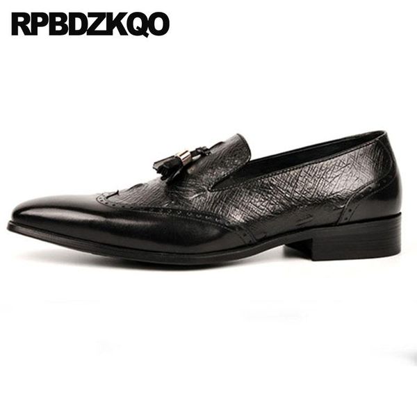 

casual brown shoes square toe brogue wingtip wedding loafers tassel dress black italy new cowhide formal men business handmade