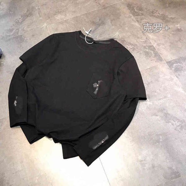 

2022 factory wholesale new summer 21 crew neck pullover loose casual 2-piece pullover pocket fake 2-piece t-shirt for men and women 8rub, White