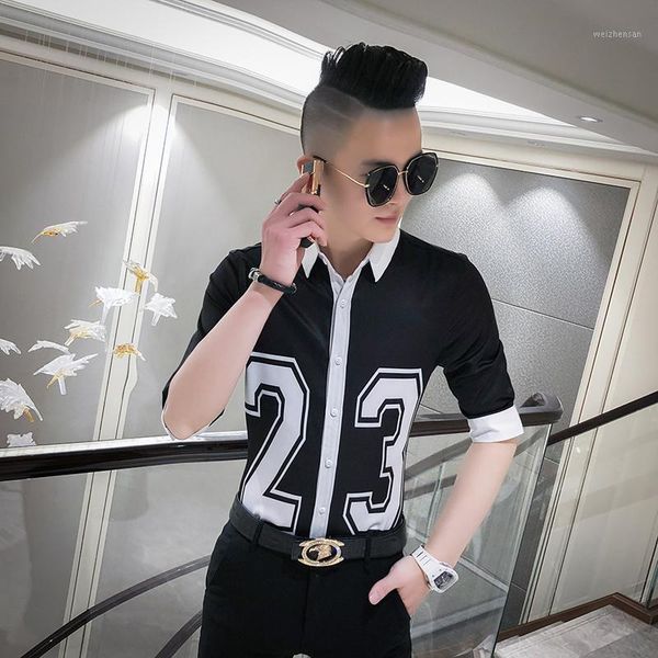 

casual number 23 digital half sleeve shirts for men1, White;black