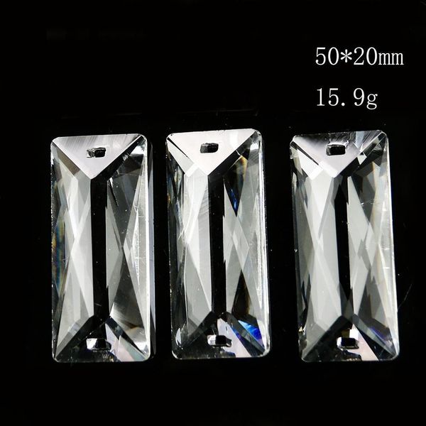 

5pcs 50mm rectangle transparent crystals pendants chandelier glass crystals lamp prisms hanging ornament parts drops 2 holes h jllfyh