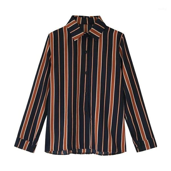 

aurkrrvn autumn loose bf stripe shirt blouse women casual long sleeve oversize shirts for womens vintage office lady shirt 1, White