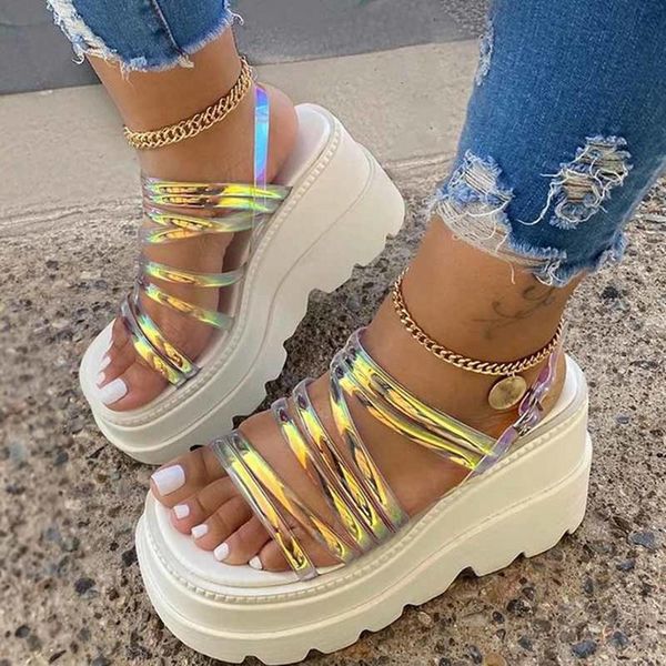

2020 new fashion high wedge sandals women open toe strappy pre-sale sandals summer shoes big size zapotas de moda sandalias, Black