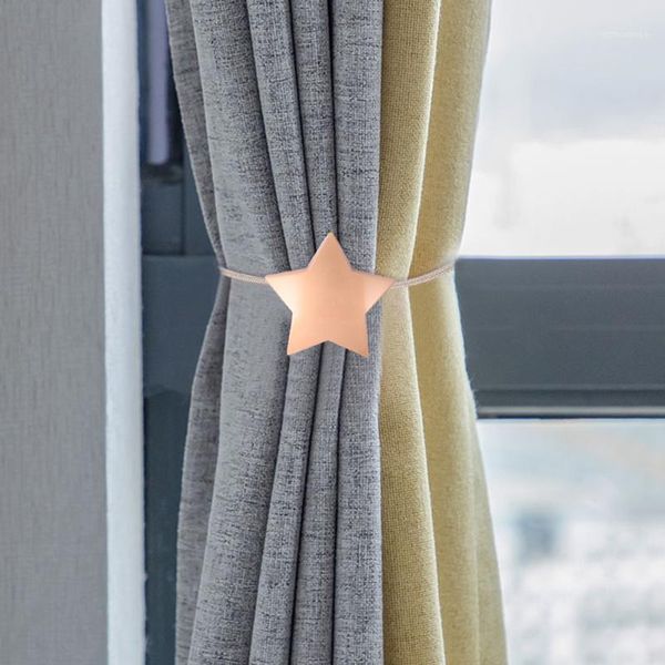 

curtain magnetic button star pattern curtain decor punch-tieback for home1