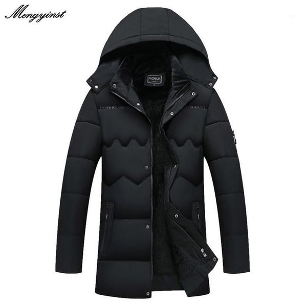 

winter lining fleece thicken warm men parkas jackets thick 2020 new fashion casual men parka coat windproof hooded jackets1, Black