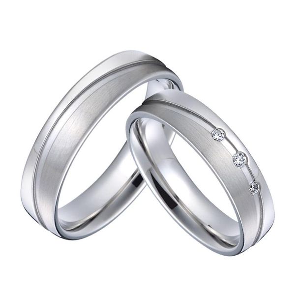 

wedding rings alliance set for men and women white gold color stainless steel jewelry couple ring no rust/fade, Slivery;golden