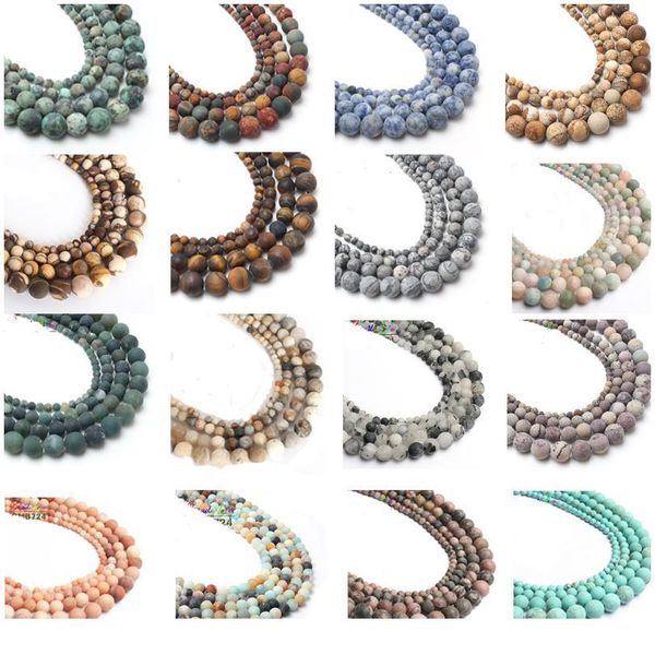 

wholesale dull polish matte agates jada round loose beads for jewelry making natural stone diy bracelet necklace 4/6/8/1 qyluiv