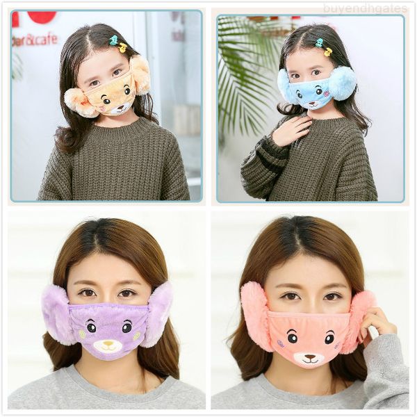 

kids cute 2 in 1 ear protective mouth mask animals bear design mouth masks winter face masks dustproof mouth-muffle for kids and adults