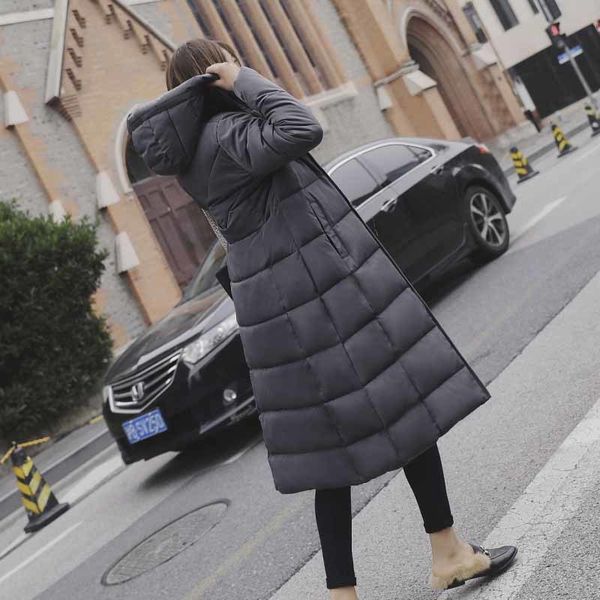 

2021 new winter jacket women fashion long thicken warm jackets down cotton padded jacket outwear plus size 6xl women clothes u647, Black